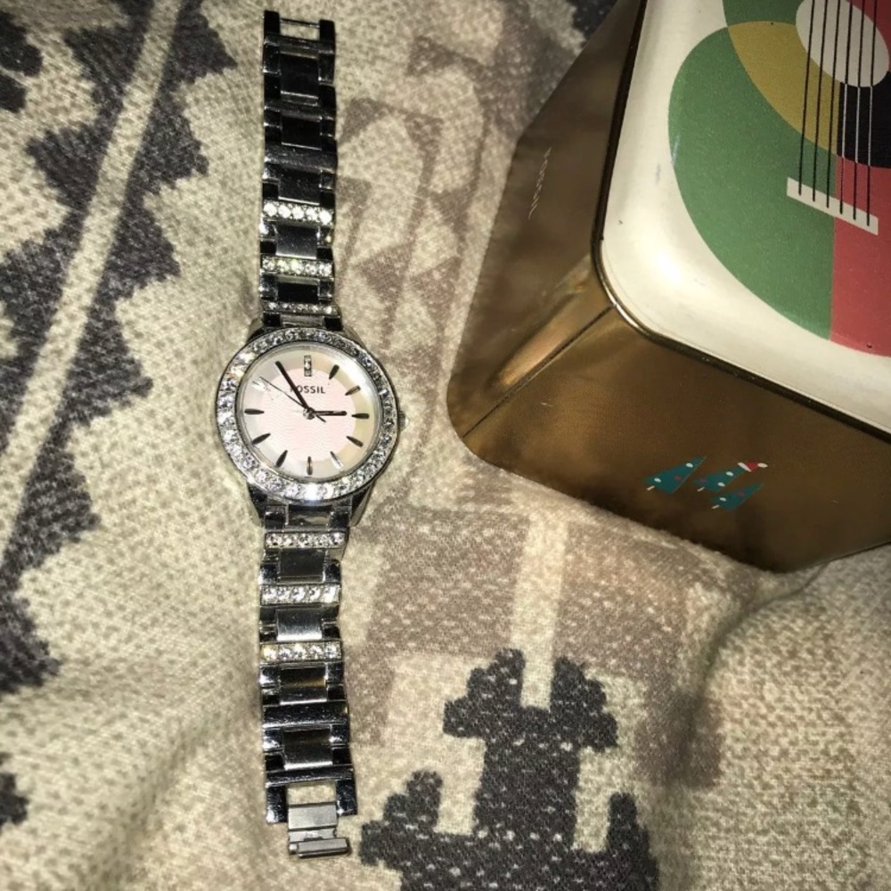 Silver Fossil Watch